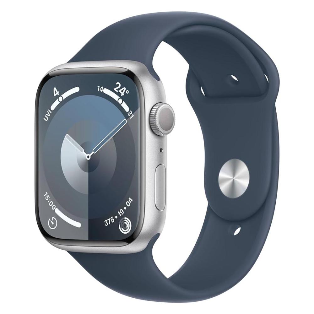 Apple Watch Series 9 GPS Cellular 45mm Aluminium silber Sportarmband sturmblau