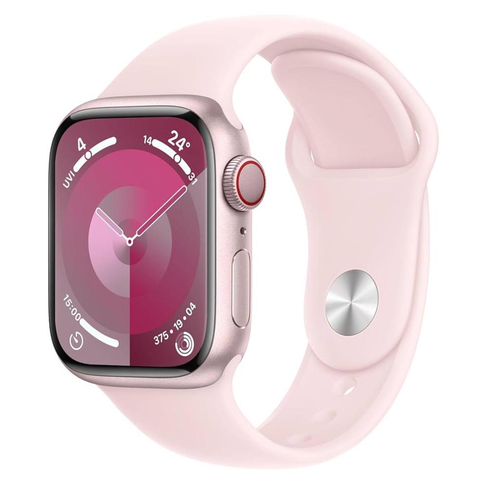 Apple Watch Series 9 GPS Cellular 41mm Aluminium rose Sportarmband hellrosa