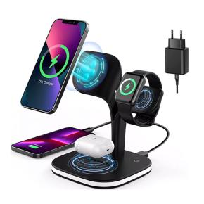 5in1 Stazione di ricarica magnetica per Apple Watch / AirPods / iPhone 12/13/14 -ID19977 nero