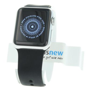 Apple Watch 38mm mit Sportarmband schwarz Edelstahl Silber