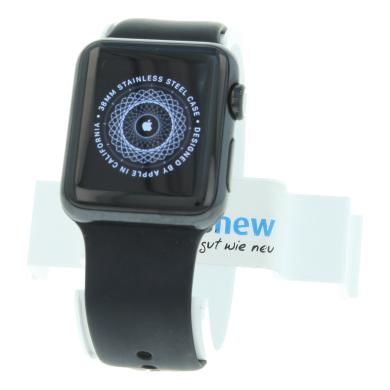 Apple Watch 38mm acero inox negro correa deportiva negro