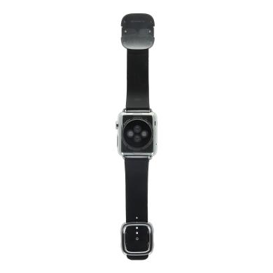 Apple Watch (Gen. 1) 38mm Edelstahlgehäuse Silber mit Modernes Lederarmband Schwarz Edelstahl Silber