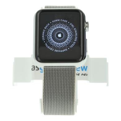 Apple Watch (Gen. 1) 42mm Edelstahlgehäuse Silber mit Nylonarmband Perlgrau Perlgrau
