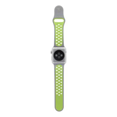 Apple Watch Series 2 Aluminiumgehäuse silber 38mm mit Nike+ Sportarmband silber/volt aluminium silber