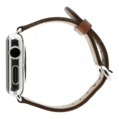 Apple Watch Series 2 Edelstahlgehäuse silber 38mm mit klassischem Lederarmband sattelbraun edelstahl silber