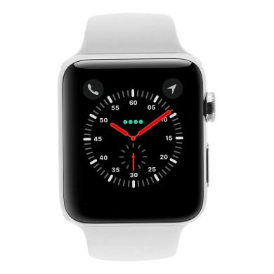 Apple Watch Series 3 Edelstahlgehäuse 42mm silber Sportarmband weiss (GPS + Cellular)