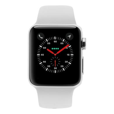 Apple Watch Series 3 cassa in acciaio inossidabile 38mm argento cinturino Sport bianco (GPS + Cellular) - Ricondizionato - buono - Grade B