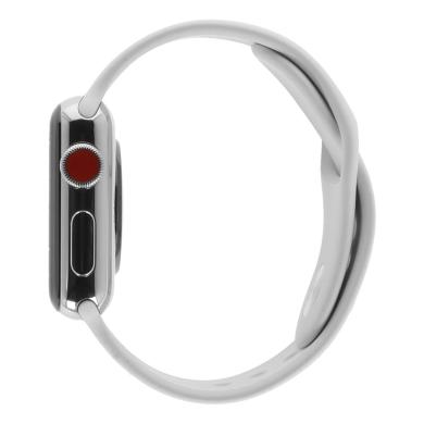 Apple Watch Series 3 GPS + Cellular 38mm acier inoxydable argent bracelet sport blanc