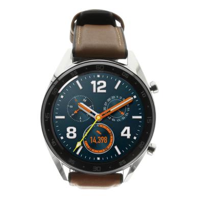 Huawei Watch GT argent bracelet cuir marron argent