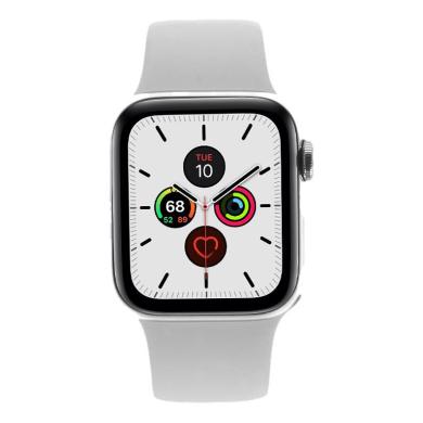 Apple Watch Series 5 Edelstahlgehäuse silber 40mm Sportarmband weiß (GPS + Cellular)
