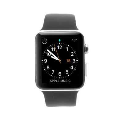 Apple Watch Series 2 Edelstahlgehäuse silber 42mm mit Sportarmband schwarz edelstahl silber