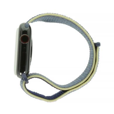 Apple Watch Series 5 Edelstahlgehäuse schwarz 44 mm mit Sport Loop alaskablau (GPS + Cellular) schwarz