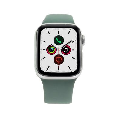 Apple Watch Series 5 Aluminiumgehäuse silber 44mm mit Sportarmband piniengrün (GPS + Cellular) silber