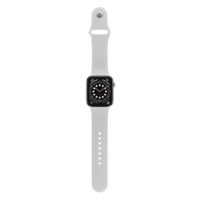 Apple Watch Series 6 Aluminiumgehäuse silber 40mm mit Sportarmband weiß (GPS + Cellular) silber
