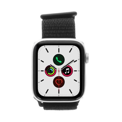 Apple Watch Series 5 Aluminiumgehäuse silber 44 mm mit Sport Loop schwarz (GPS + Cellular) silber