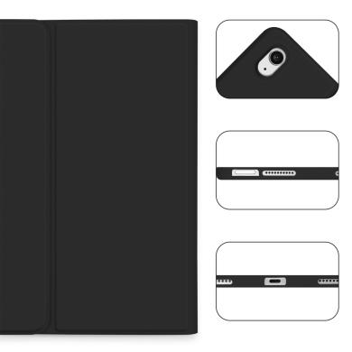 Hülle mit Bluetooth Keyboard & Pencil Halter für Apple iPad Air 2022 / 2020 10,9" -ID18189 schwarz