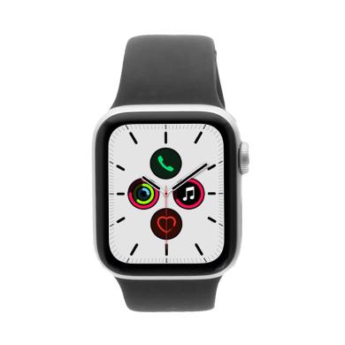 Apple Watch Series 5 Aluminiumgehäuse silber 40mm mit Sportarmband schwarz (GPS) silber