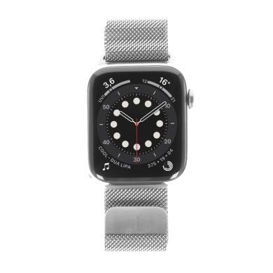 Apple Watch Series 6 Edelstahlgehäuse silber 44mm mit Milanaise-Armband silber (GPS + Cellular) silber