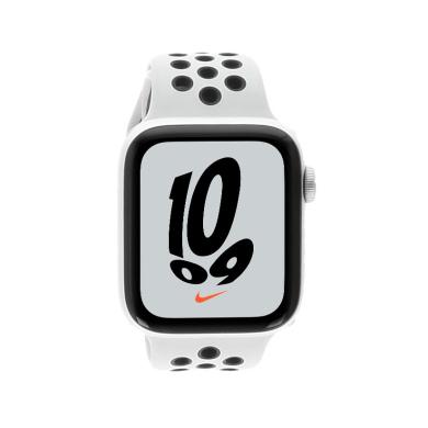 Apple Watch SE Nike Aluminiumgehäuse silber 44 mm mit Sportarmband platinum/schwarz (GPS + Cellular) silber