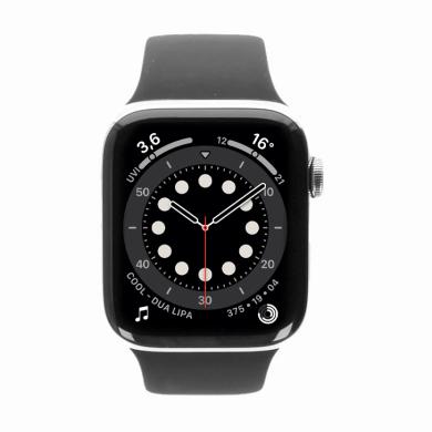 Apple Watch Series 6 GPS + Cellular 44mm acciaio inossidable argento cinturino Sport nero - Ricondizionato - ottimo - Grade A