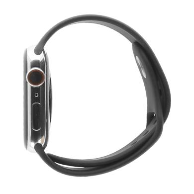 Apple Watch Series 6 Edelstahlgehäuse silber 44mm mit Sportarmband schwarz (GPS + Cellular) silber
