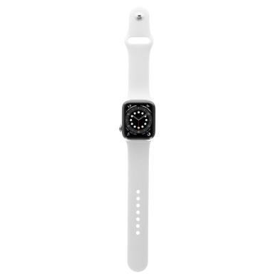 Apple Watch Series 6 GPS + Cellular 40mm acciaio inossidable argento cinturino Sport bianco