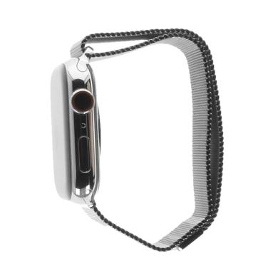 Apple Watch Series 7 Edelstahlgehäuse silber 45mm Milanaise-Armband silber (GPS + Cellular)