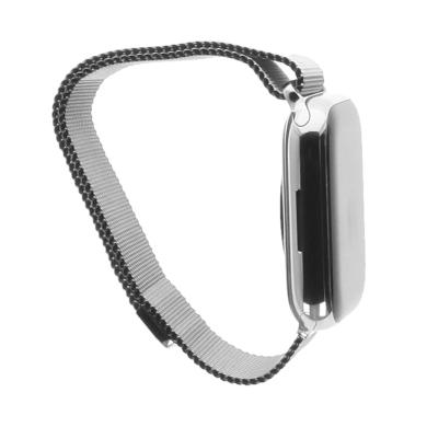 Apple Watch Series 7 Edelstahlgehäuse silber 45mm Milanaise-Armband silber (GPS + Cellular)