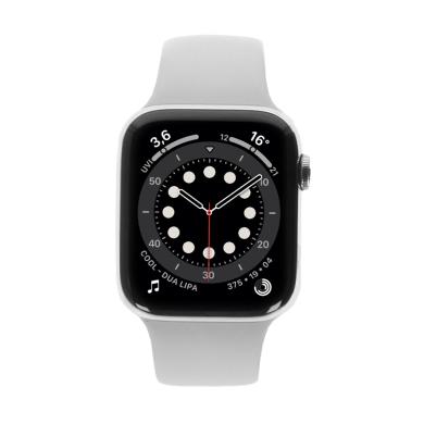 Apple Watch Series 6 cassa in acciaio inossidabile argento 44mm con cinturino Sport bianco (GPS + Cellular) - Ricondizionato - buono - Grade B