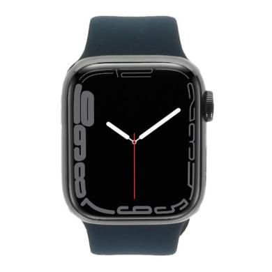 Apple Watch Series 7 Edelstahlgehäuse graphit 41mm mit Sportarmband abyssblau (GPS + Cellular) graphite