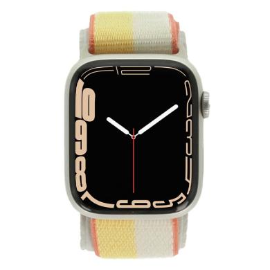 Apple Watch Series 7 Aluminiumgehäuse polarstern 45mm mit Sport Loop indischgelb/weiß (GPS)