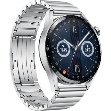 Huawei Watch GT3 46mm acier inoxydable argent bracelet nylon argent