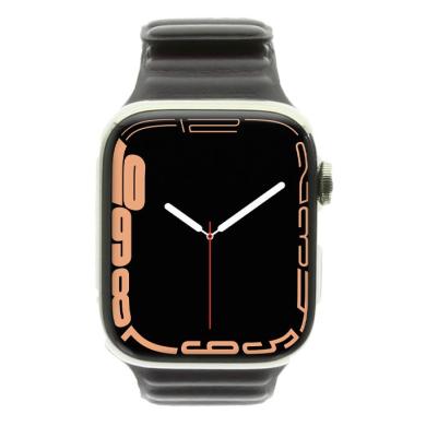 Apple Watch Series 7 cassa in acciaio inox oro 45mm con cinturino in pelle ciliegia scuro M/L (GPS + Cellular) oro - Ricondizionato - ottimo - Grade A