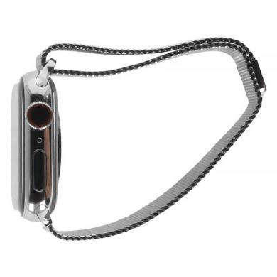 Apple Watch Series 8 Edelstahlgehäuse silber 41mm mit Milanaise-Armband silber (GPS + Cellular)