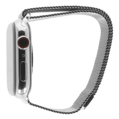 Apple Watch Series 8 Edelstahlgehäuse silber 45mm mit Milanaise-Armband silber (GPS + Cellular)
