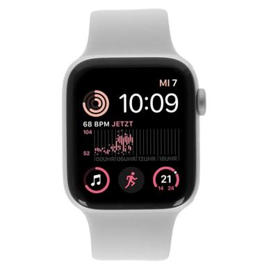 Apple Watch SE 2 Aluminiumgehäuse silber 44mm Sportarmband weiß (GPS + Cellular)