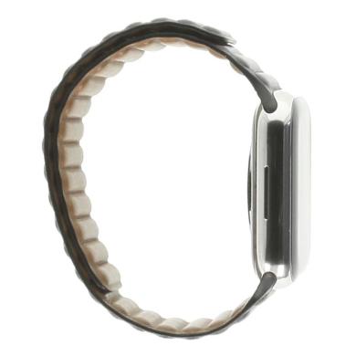 Apple Watch Series 7 GPS + Cellular 45mm acier inoxydable argent bracelet cuir M/L 