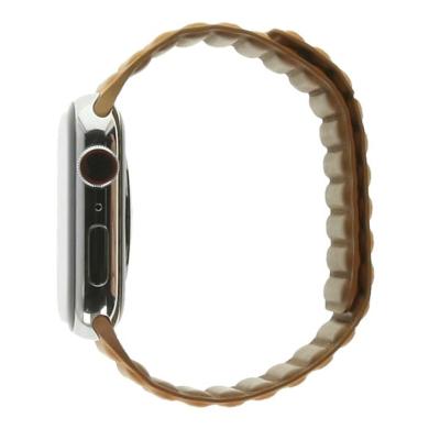 Apple Watch Series 7 GPS + Cellular 45mm acier inoxydable argent bracelet cuir S/M