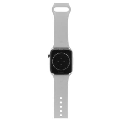 Apple Watch Series 8 Edelstahlgehäuse silber 45mm Sportarmband weiß (GPS + Cellular)