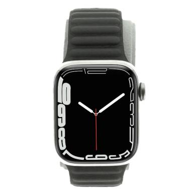 Apple Watch Series 7 GPS + Cellular 41mm acier inoxydable argent bracelet cuir S/M