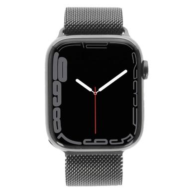 Apple Watch Series 7 GPS + Cellular 45mm acier inoxydable graphite bracelet milanais argent - très bon