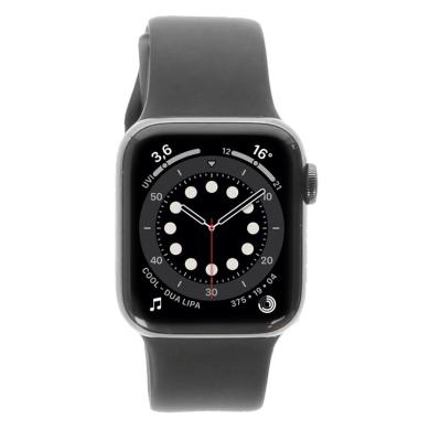 Apple Watch Series 6 boîtier en acier inox graphite 40mm bracelet sport noir (GPS + Cellular) - comme neuf
