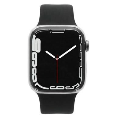 Apple Watch Series 7 Edelstahlgehäuse silber 45mm Sportarmband mitternacht (GPS + Cellular)