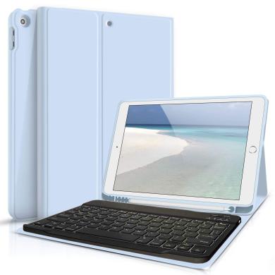 Hülle mit Bluetooth Keyboard QWERTY & Pencil Halter für Apple iPad 10. Gen. -ID20777 sky blau