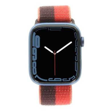 Apple Watch Series 7 Aluminiumgehäuse blau 45mm Sportarmband rot (GPS)