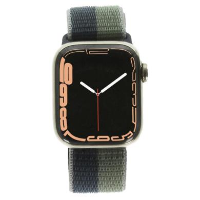 Apple Watch Series 7 Acier Inox or 41mm Sport Loop bleu abysse/vert mousse (GPS + Cellular)
