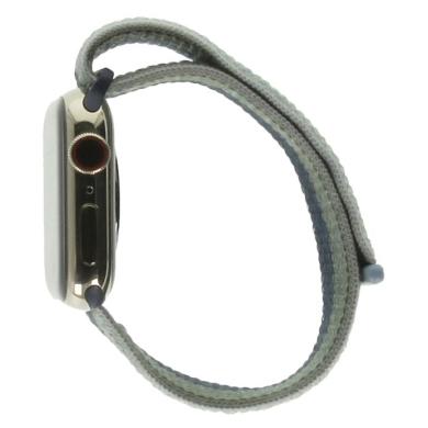 Apple Watch Series 7 Caja de acero inoxidable oro 41mm Sport Loop azul abismo/verde musgo (GPS + Celular)