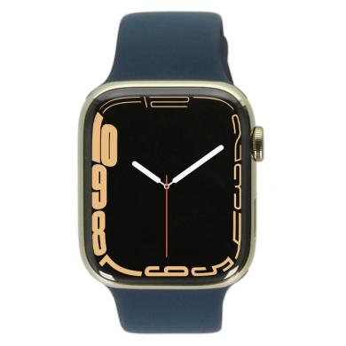 Apple Watch Series 7 Acier Inox or 45mm Bracelet Sport bleu abyssal (GPS + Cellular)