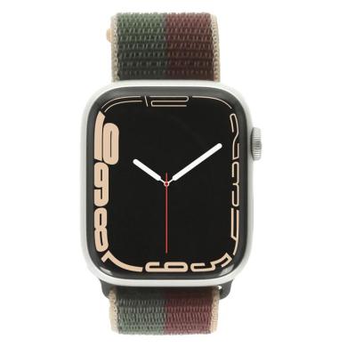 Apple Watch Series 7 Aluminium Lumière Stellaire 45Mm Sport Loop Cerise Foncée/Vert Forêt (Gps)