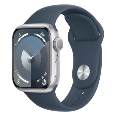 Apple Watch Series 9 Aluminiumgehäuse silber 41mm Sportarmband sturmblau S/M (GPS)